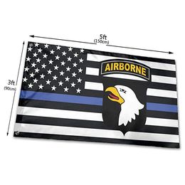 Thin Blue Line Army 101st Airborne Division Flag Vivid Color UV Fade Resistant Outdoor Double Stitched Decoration Banner 90x150cm Sports Digital Print Wholesale