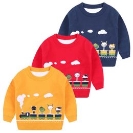 Cute Train Cartoon Boys Sweaters Toddler Winter Clothes Kids Knitted Wear Girls Children Clothes Y1024
