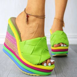 Lapolaka Mixed Colours Non-slip Super High Heel Platform Wees Rainbown Summer Cosy 2021 New Women Shoes Fashion Slipper Sandals X0526