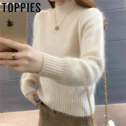 Winter Knitted Sweater Woman Jumpers Solid Colour Jersey Female Pullvoer Sweaters Korean Fashion 210421