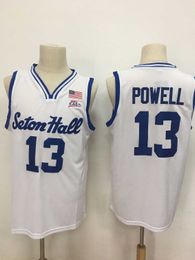 Seton Hall Pirates #13 Myles Powell College white bule basketball jersey Stitched Embroidery