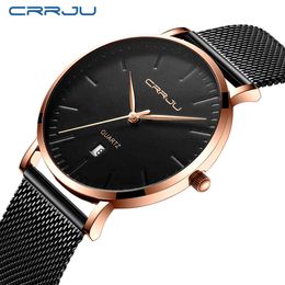 Men's Wrist Watches Luxury Brand CRRJU Mens Quartz Watches Men Business Male Clock Gentleman Casual Fashion Wrist Watch 210517