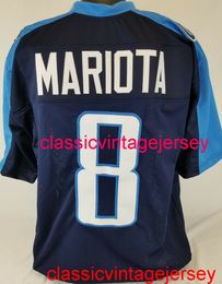 Stitched Men Women Youth Marcus Mariota Custom Sewn Blue Football Jersey Embroidery Custom Any Name Number XS-5XL 6XL