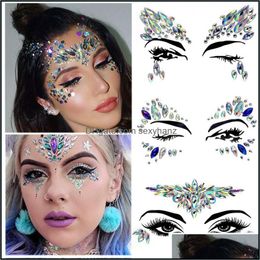 Eyebrow Jewellery Body S2598 Fashion Face Shiny Acrylic Resin Diamond Stickers Temporary Tattoo Party Decorative Sticker Drop Delivery 2021 Rg