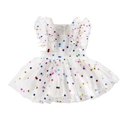 Summer cute Dot Cotton romper one-piece children's Gauze Sleeveless jumpsuit baby clothing 210417