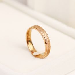 Vintage Frosted Stainless Steel Band Ring Gold Rose Silver Color Engagement Wedding Gifts Jewelry For Women