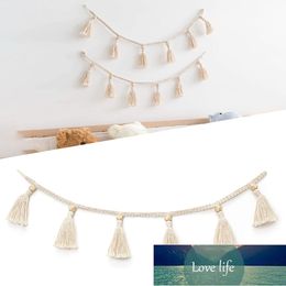 70cm Bohemia Macrame Handmade Woven Tassel Garland With Wooden Beads Belly Basket Decorative DIY Wall Home Wall Handing Decor Factory price expert design Quality