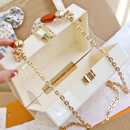 New Acrylic splicing square bag mini size Jewellery box string chain handle exquisite handbag Alphabet spelling design Purse
