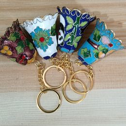 10pcs Lucky Chinese New year Key Chain Bell Cloisonne Enamel Filigree Colourful Keyring KeyHolder Jewellery Thank you Gifts item for Party Guest