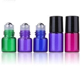 Wholesale 1ml 2ml Metal Roller Bottles For Essential Oils Mini Glass Roll On With Black Lid