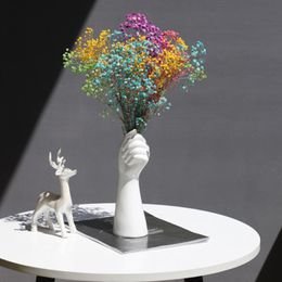 Hand Vase Flowers Purly White Colour Modern Home Office Decor of Creative Floral Composition living room Ornament ceramics