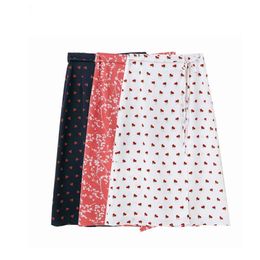 Vintage wrap white midi skirts womens boho korean kawaii floral cherry a line summer skirt streetwear 210521