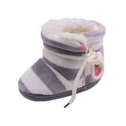 2021 Baby Winter Boots Newborn Baby Girl Boots Soft Warm Stripe Baby Side Straps Cotton Shoes G1023