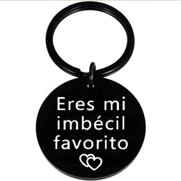 Stainless Steel Round Lettering Spanish Couple Keychain Present To Love Fashion Jewelry Valentines Day Gift