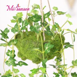 Silk Ivy vine with vase hanging pendant Artificial green leaves hanging flower set decorative flowers for home wedding christmas