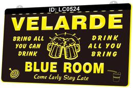 LC0524 Your Names Blue Room Come Early Stay Late Beer Bar Light Sign 3D Engraving