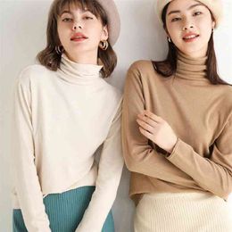 Autumn knit Sweater Women's Heap Collar Curling Turtleneck Bottom Shirt Korean Pullovers sweater women 210508