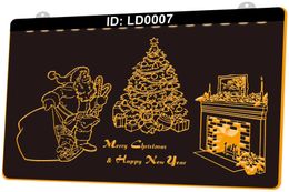 LD0007 Merry Christmas & Happy Year 3D Engraving LED Light Sign Wholesale Retail