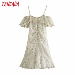 Summer Women Heart Print White Off Shoulder Strap Adjust Ladies Mini Dress Vestidos 3D02 210416