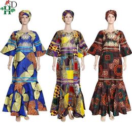 H&D Robe Wax Africain Femme Ankara Maxi Dresses Nigerian Fashion Dashiki Ladies Clothes Elegant Dress Women For Wedding Party 210408