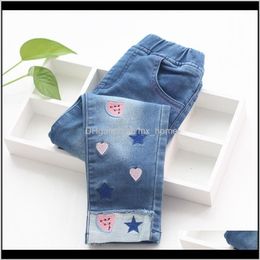 Clothing Baby Maternity Drop Delivery 2021 Fashion Girls Embroidery Denim Baby Soft Cotton Jeans Kids Spring Autumn Casual Trousers Child Ela