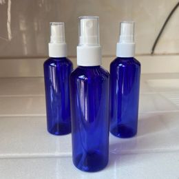 60 x 100ml White Fine Mist Sprayer Pump Perfume Bottle 100cc Blue PET Atomizer Jar Wholesale