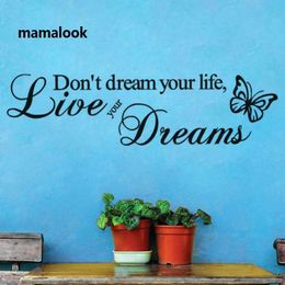 Wall Stickers Don't Dream Your Life Art Quote Decals Home Decor Live Dreams