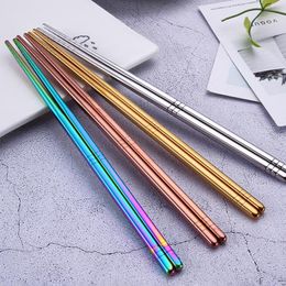 Chopsticks Non-Slip Colorful Stainless Steel Reusable Metal For Sushi Grade Sticks Tableware Kitchen Supplies