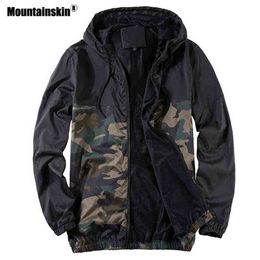 Mountainskin 2021 Men's New Jacket Autumn Jacket Men's Youth Camouflage Patchwork Hood Coat Slim Fit Brand Clothing 4XL SA741 Y1122