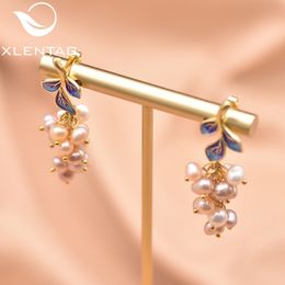 XlenAg Natural Irregular Geometric Flower Shape Pearl Drop Earrings Women'S Unique Independent Gift Handmade Jewellery GE0981