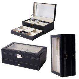 Watch Boxes & Cases Double Layers Glasses PU Leather Jewellery Storage Box Sunglasses Display Slot Case Multifunctional Container Gift