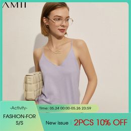 Minimalism Summer Women's Crop Fashion Offical Lady 100%Cotton Solid Loose Tanks Camisole Tops 1211 210527