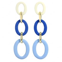Long Geometric Round Circle Dangle Drop Earring Women Trendy Colourful Acrylic Resin Tassel Earrings Jewellery