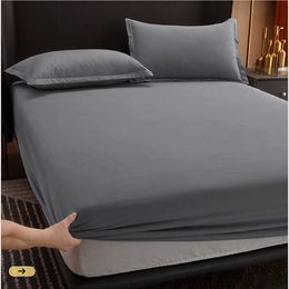 Soft Fitted Sheet With Elastic Band Solid Bed Sheet Cover-Wrinkle,Fade,Stain and Abrasion Resistant 210626