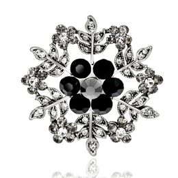 Blue Stones Snowflake Design Fashion Crystal Rhinestone Brooch Pins for Women Scarf Jewelry Accessoires