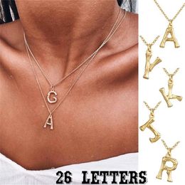 Pendant Necklaces Blaike Fashion Minimalist Initial 26 Letters Women Vintage A-Z Letter Necklace Gold Chain Chokers Jewelry Gift