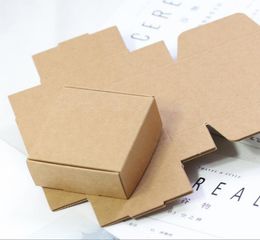 2021 7.5X7.5x3CM Small Brown Kraft Paper Box Carton Packing Boxes for GIft Wedding Candy Phone Accessories