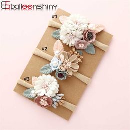 BalleenShiny Fashion Florals Headband born Baby Elastic Princess Hairbands Child Kids Pearl Fresh Style Cute Headwear Gifts 211023