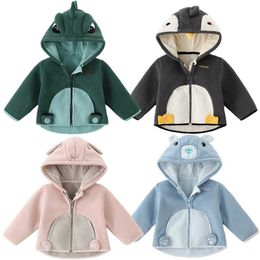 Fashion Baby Girls Boy Coat Autumn Winter Kids Dinosaur Jacket for Babies Double-sided Fleece Children's Clothing 0-5Y 211204