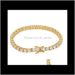 Bangle Bracelets Jewelrymens Zircon Tennis Chains Gold Sier Color Copper Material Iced Out 1 Row Cz Chain Hip Hop Bracelet M 4Mm 5Mm Drop De