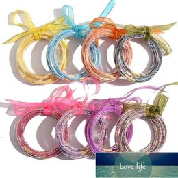 5 PCS/Set Bowknot Glitter Bangles Set Party All Weather Stack Silicone Plastic GlitterS Jelly Bracelet OWA7226 Factory price expert design Quality Latest Style