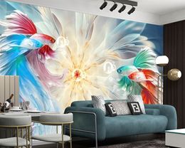 Coloured Goldfish 3d Animal Wallpaper Living Room Bedroom Kitchen TV backdrop Painting Mural Classic Waterproof Antifouling Wallpapers