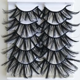 25CM Fluffy Mink Eyelashes 21 Styles 6D Full Eyelash 5 Pairs Eye Handmade Individual False lashes Soft Natural Long Thick Makeup Tools Factory Supply Direct