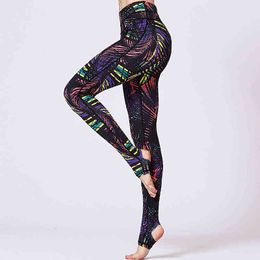 Women High Waisted Yoga Pants Sports Fitness Gym Leggings Printing Tights Running Athletic Female Stretchy Skinny Scrunch Butt H1221