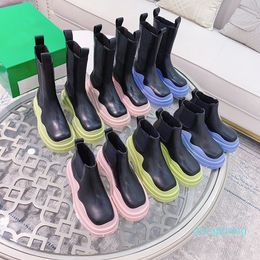 Designer-2021 luxury TIRE Leather Boots ladies Ankle Haif Cowskin Chelsea Zipper Boot autumn winter Martin Fashion Camfort shoes Top Quality