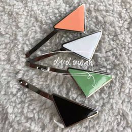 8X2cm Metal Hair Clips backside marks lady Triangle Letter Barrettes Fashion Hairpin Accessories P collection