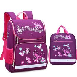Children School Bags Set For Girls Boys Orthopaedic Backpack Cartoon Butterfly Car Bag Kids Satchel Knapsack Mochila 211021