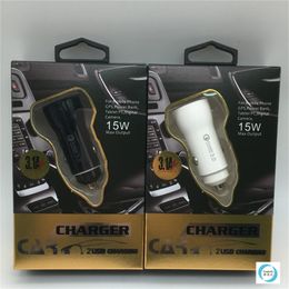 18W QC 3.0 Super Fast USB Single Port Car Charger Cigarette Lighter Fast Charging Black White With Retail Box DHL UPS Ship