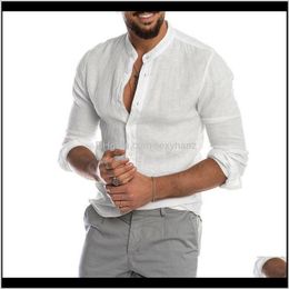 Mens Clothing Apparel Drop Delivery 2021 Men\S Summer Autumn Cool Linen Slim Fit Long Sleeve Shirt Loose Casual Stand Collar Tops Men Male Re