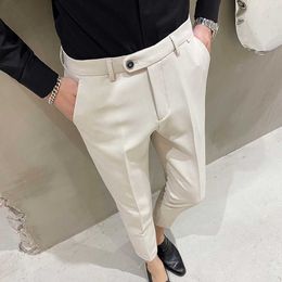 Fashion Men Suit Pants Formal Business Dress Pants Wedding Dress Office Social Pants Casual Slim Streetwear Trousers clothing 210527